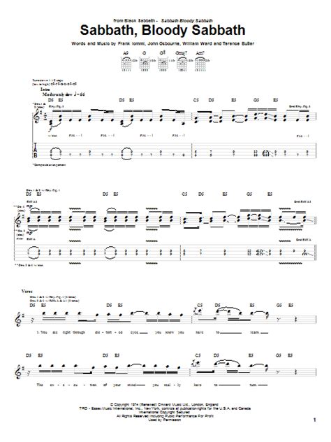 black sabbath black sabbath bass tab